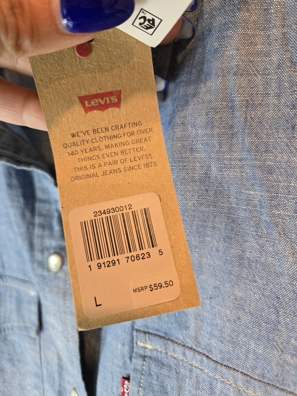 Levi's Chambray 100% Cotton Sleeveless Midi Dress in Blue - Picture 5 of 16
